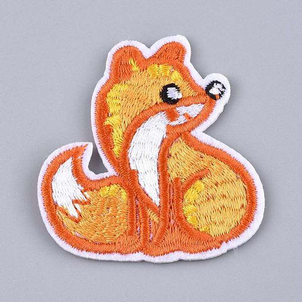 PandaHall Computerized Embroidery Cloth Iron on/Sew on Patches, Costume Accessories, Fox, Orange, 45.5x43x2mm Cloth Fox Orange