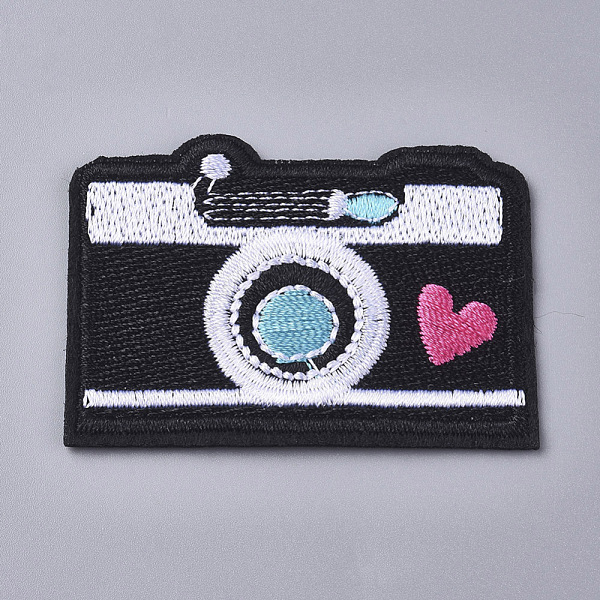 

PandaHall Computerized Embroidery Cloth Iron on/Sew on Patches, Costume Accessories, Camera, Black, 39x56x2mm Cloth Black