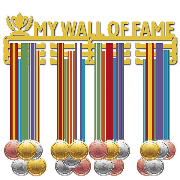 

PandaHall Iron Medal Holder Frame, Medals Display Hanger Rack, with Screws, Rectangle with My Wall of Fame, Dark Goldenrod, 12x40cm Iron..., Brown