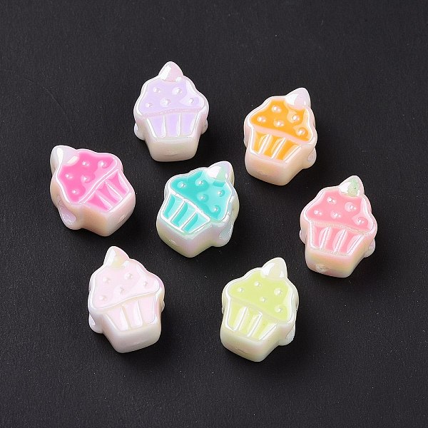 

PandaHall UV Plating Rainbow Iridescent Acrylic European Beads, Large Hole Beads, with Enamel, Cake, Mixed Color, 14.5x11x7.8mm, Hole: 4mm..., Multicolor