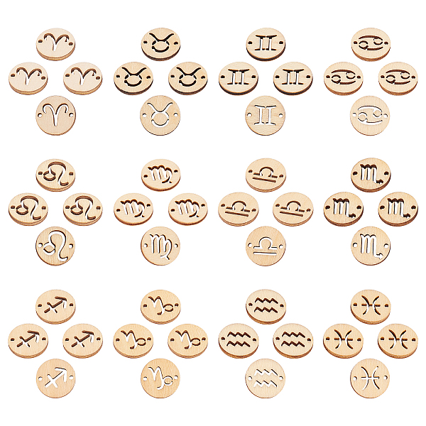 

PandaHall 192Pcs 12 Styles Unfinished Natural Poplar Wood Links Connectors, Laser Cut, Flat Round with 12 Constellation, 12 Constellations...
