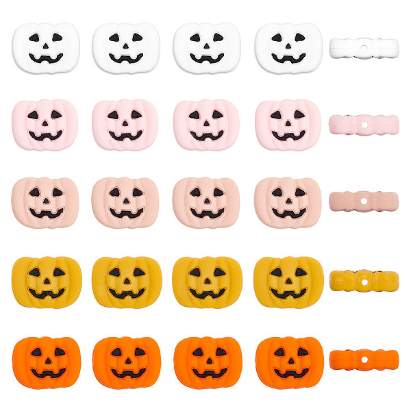 

PandaHall ARRICRAFT 20Pcs 5 Colors Pumpkin Jack-O'-Lantern Halloween Food Grade Eco-Friendly Silicone Beads, Chewing Beads For Teethers, DIY..., Multicolor