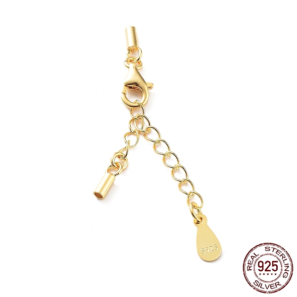 

PandaHall 925 Sterling Silver Curb Chain Extender, End Chains with Lobster Claw Clasps and Cord Ends, Teardrop Chain Tabs, with S925 Stamp...
