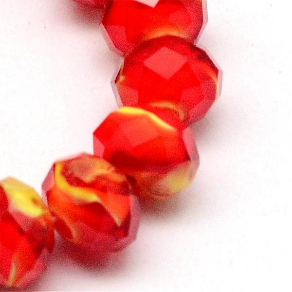 

PandaHall Glass Beads Strands, Faceted Flat Round, Red, 8x6~6.5mm, Hole: 1mm, about 72pcs/strand, 17.3 inch Glass Flat Round Red