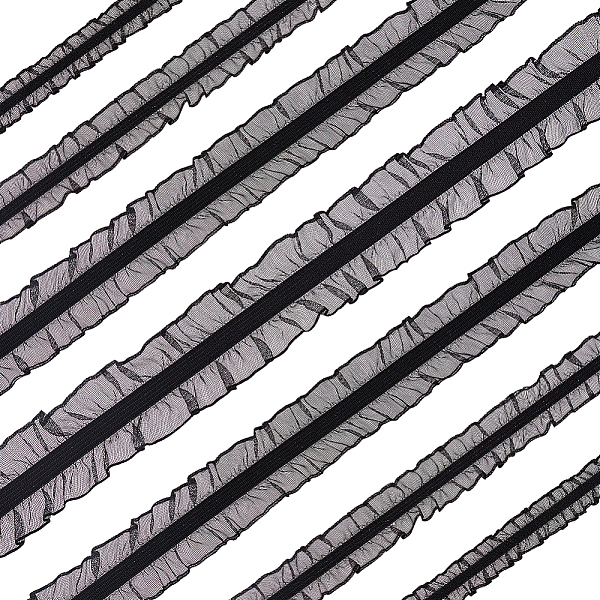

PandaHall FINGERINSPIRE 20Yard 4 Styles Double Ruffle Lace Trim 10/15/20/25mm Wide Black Fibre Lace Ribbon for Jewelry Making Pleated...