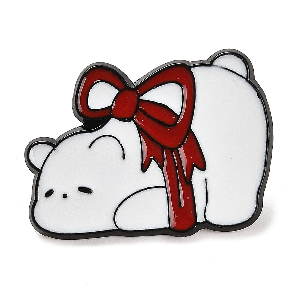 

PandaHall Animal Wrapped in Red Ribbon Alloy Enamel Pins Brooch, for Backpack Clothes, Cat Shape, 20x27x1.5mm Alloy+Enamel Cat Shape