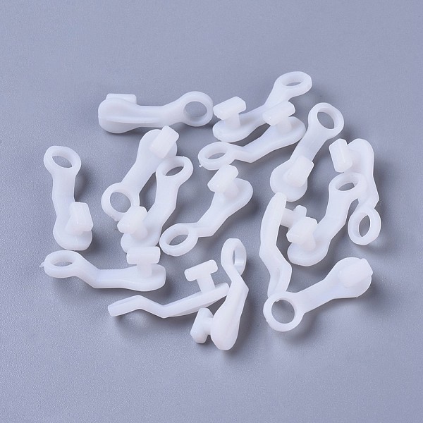 

PandaHall Window Curtain Hooks, for Top of Curtains Plastic Fittings Single Hooks For Curtains, White, 28x9x2~9.5mm, 50pcs/bag Plastic White