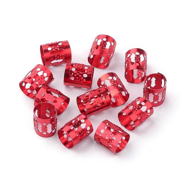 

PandaHall Aluminum Dreadlocks Beads Hair Decoration, Hair Coil Cuffs, Red, 9x8mm, Hole: 7mm Aluminum Red