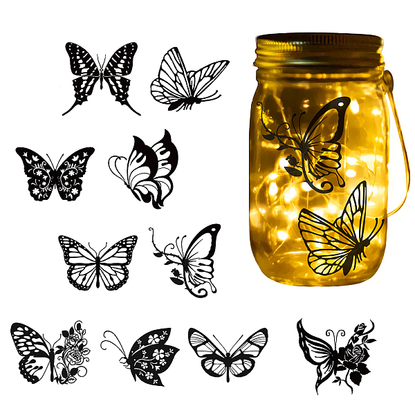 

PandaHall GLOBLELAND 10Pcs Butterflies Silhouette Window Stickers Silhouette Wall Stickers Silhouette Clings Decals Lamp Decorations Home..., Black