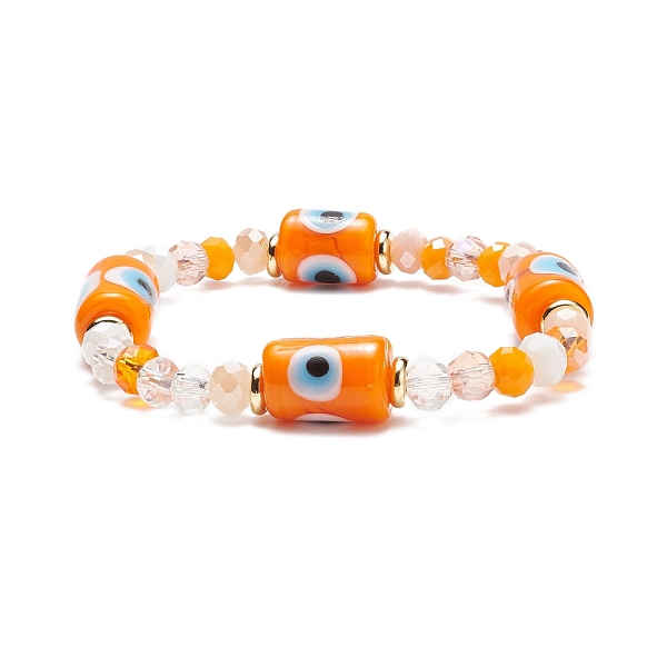

PandaHall Column with Evil Eye Lampwork & Glass Beaded Stretch Bracelet for Women, Dark Orange, Inner Diameter: 1-7/8 inch(4.7cm) Lampwork...