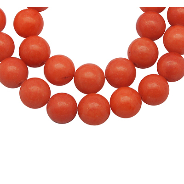 

PandaHall Natural Mashan Jade Beads Strands, Dyed, Round, Orange Red, 8mm, Hole: 1.2mm, about 51pcs/strand, 16 inch Mashan Jade Round Red