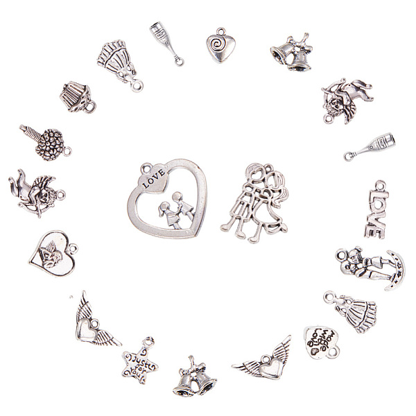 PandaHall Wedding Theme Tibetan Style Alloy Pendants, Antique Silver, 7.4x7.3x2.5cm, 6pcs/kind, 90pcs/box Alloy Mixed Shapes PandaHall Wedding Theme Tibetan Style Alloy Pendants, Antique Silver, 7.4x7.3x2.5cm, 6pcs/kind, 90pcs/box Alloy Mixed Shapes