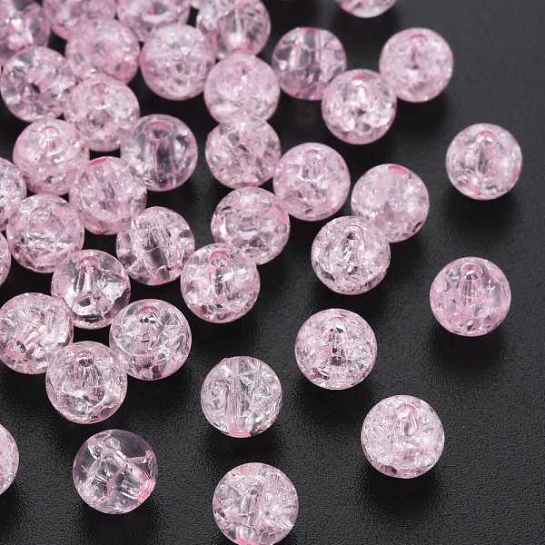 

PandaHall Transparent Crackle Acrylic Beads, Round, Pink, 8x7mm, Hole: 1.8~2mm, about 1745pcs/500g Acrylic Round Pink