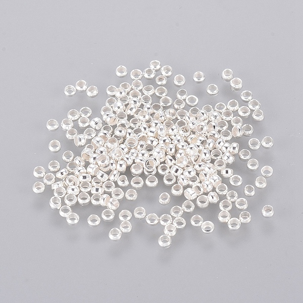 

PandaHall Brass Crimp Beads, Rondelle, Silver Color Plated, 2x2mm, Hole: 1mm, about 939pcs/10g Brass Rondelle