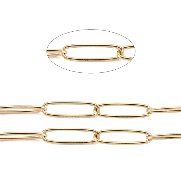 

PandaHall 3.28 Feet Ion Plating(IP) 304 Stainless Steel Paperclip Chains, Soldered, Golden, 10x2.5x0.5mm 304 Stainless Steel