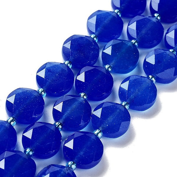 

PandaHall Natural Blue Agate Beads Strands, with Seed Beads, Faceted Hexagonal Cut, Flat Round, Dyed & Heated, Blue, 12~12.5x5~6mm, Hole...