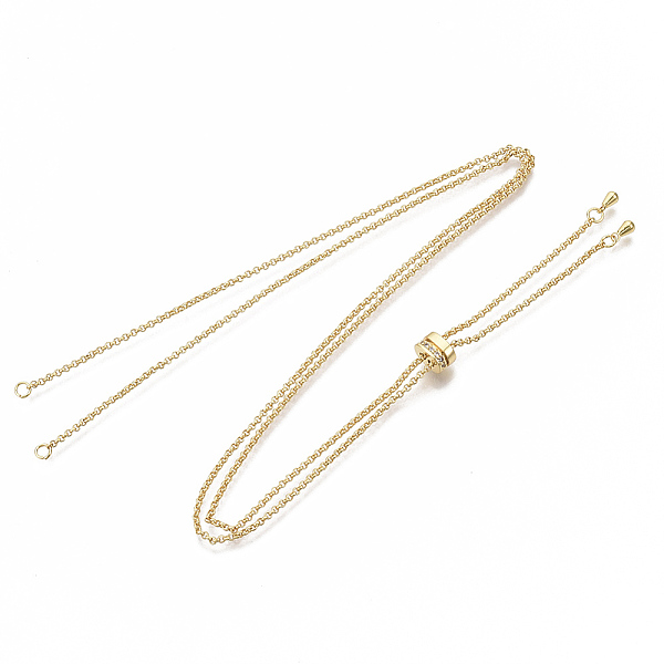 

PandaHall Brass Necklaces Making, Slider Necklaces, with Clear Cubic Zirconia and Rolo Chain, Real 18K Gold Plated, 27.55 inch(70cm)x1.5mm...