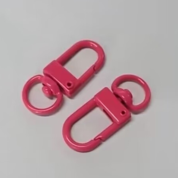 

PandaHall Baking Painted Alloy Swivel Clasps, Swivel Snap Hook, with Iron Findings, Fuchsia, 33.5x13x5mm, Hole: 6x9.5mm Alloy Pink
