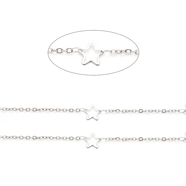 

PandaHall 304 Stainless Steel Cable Chains, with Star Links, Soldered, with Spool, Stainless Steel Color,Star: 9x9x0.5mm, Link: 2x1.5x0.5mm...