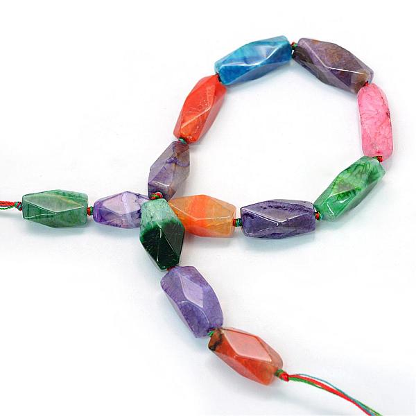 

PandaHall Faceted Column Natural Dyed Agate Beads Strands, 26~43x13~17x13~17mm, Hole: 2.5mm, about 11~13pcs/strand, 15.7 inch Natural Agate...