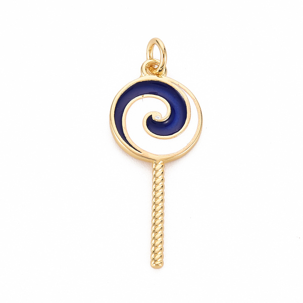 

PandaHall Brass Enamel Pendants, with Jump Ring, Cadmium Free & Nickel Free & Lead Free, Lollipop, Real 16K Gold Plated, Blue, 30x12.5x1.5mm...