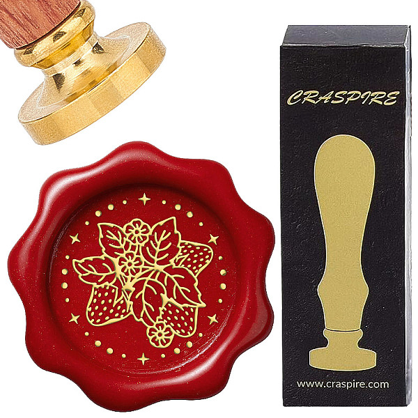 

PandaHall Brass Wax Seal Stamps with Rosewood Handle, for DIY Scrapbooking, Strawberry, 25mm Brass Strawberry
