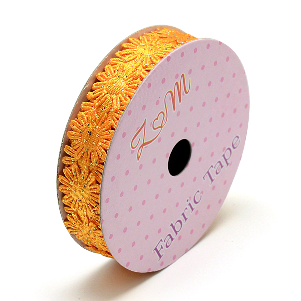 

PandaHall Glitter Powder Polyester Ribbons, Flower, Orange, 5/8 inch(17mm), about 2yards/roll(1.8288m/roll) Polyester Orange