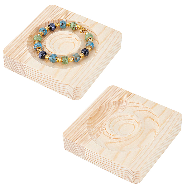 

PandaHall FINGERINSPIRE 2PCS Square Wood Bracelet Display Holder (3.7x3.7x0.8 inch, Inner diameter: 1.2 inch, slot width: 0.8 inch) Wheat..., Orange