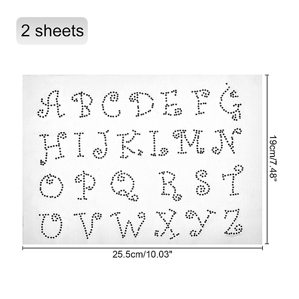 

PandaHall Hotfix Rhinestone, Iron on Patches Applique, For Shoes, Gartment and Bags Decoration, Alphabet, Jet, 190x255mm Glass Rhinestone..., Black