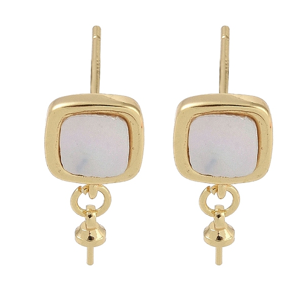 

PandaHall Brass with Shell Stud Earring Findings, with 925 Sterling Silver Pin, Square, Real 18K Gold Plated, 17.5x8.5mm, Pin: 11.5x0.7mm &...