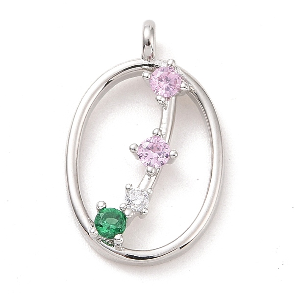 

PandaHall Rack Plating Brass Micro Pave Cubic Zirconia Pendants, Cadmium Free & Lead Free, Long-Lasting Plated, Oval, Platinum, 18x11x3mm..., Pink