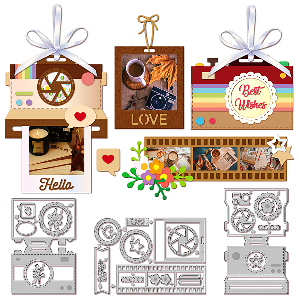 

PandaHall GLOBLELAND Camera Tag Film Metal Die Cuts Photo Film Strip Metal Cutting Die Photo Film Tags Cutting Dies Camera Album Cutting Die...