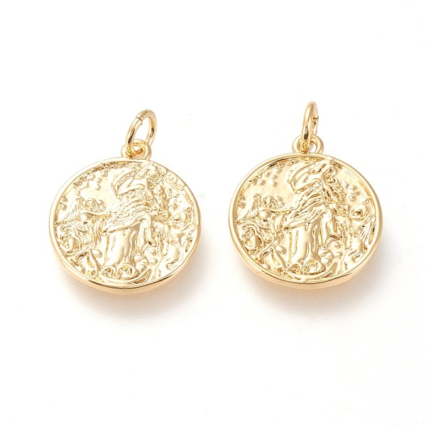 

PandaHall Brass Pendants, with Jump Rings, Long-Lasting Plated, Flat Round with Angel, Real 18K Gold Plated, 17.5x15.5x1.8mm, Hole: 3mm...