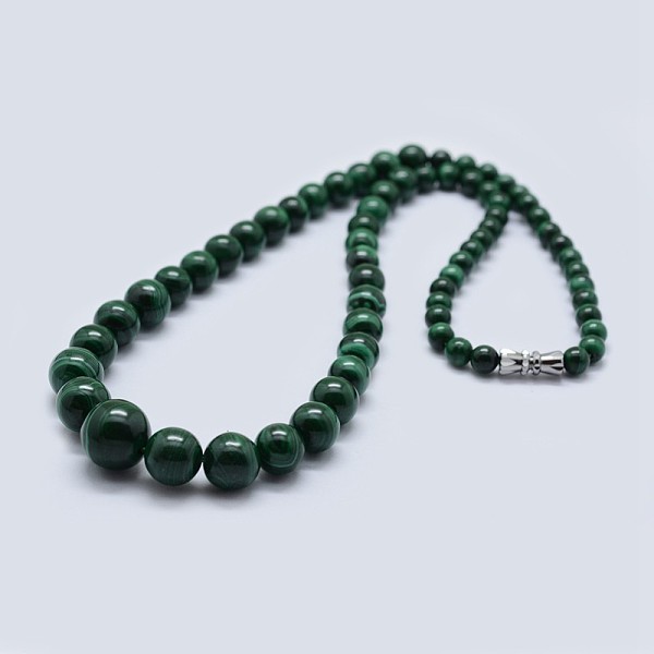 

PandaHall Natural Malachite Graduated Beaded Necklaces, with Brass Clasps, Sea Green, 18.9 inch(48cm) Malachite Green