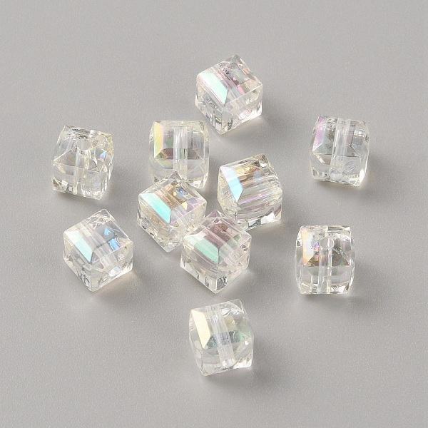 

PandaHall Transparent Acrylic Beads, AB Color Plated, Faceted Cube, Clear AB, 8x8x8mm, Hole: 1.6mm Acrylic Cube White