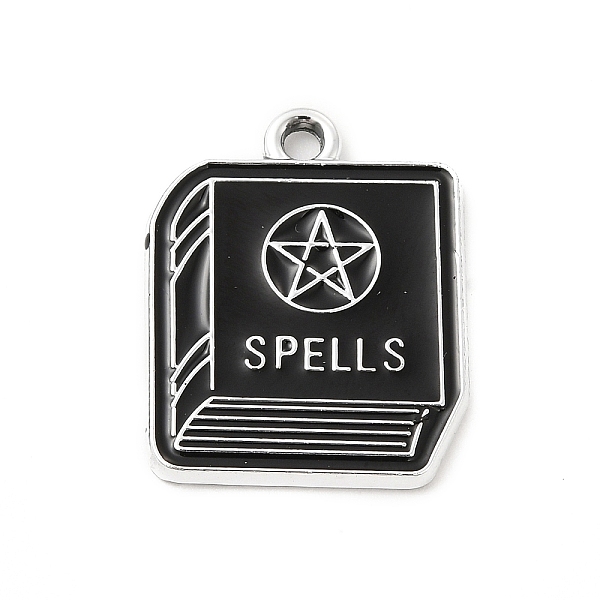 

PandaHall Alloy Enamel Pendants, Platinum, Book with Word Spells & Star Charm, 25x18x1mm, Hole: 1.8mm Alloy+Enamel Book Black