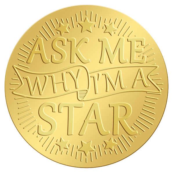 

PandaHall Self Adhesive Gold Foil Embossed Stickers, Medal Decoration Sticker, Word, 50x50mm Metal Word Gold