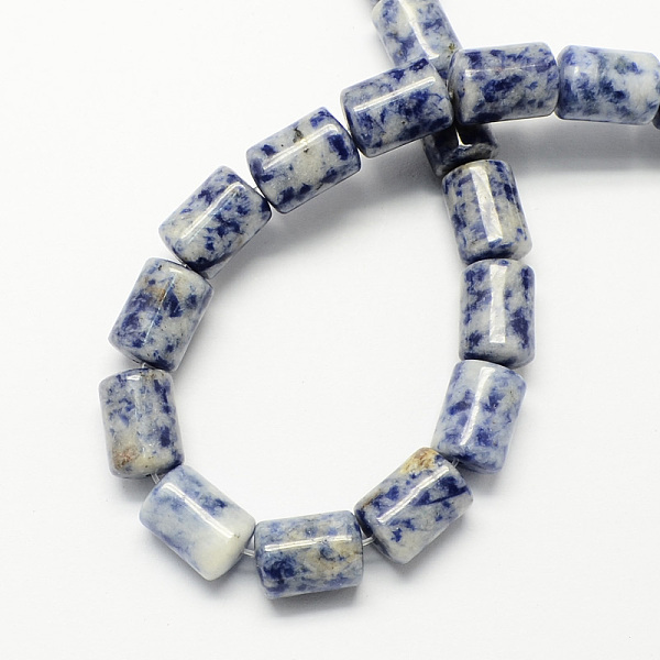 Natürlicher Edelstein Blauer Fleck Jaspis Spalte Perlen Stränge