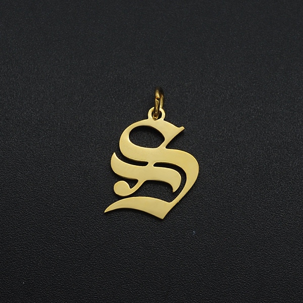 

PandaHall 201 Stainless Steel Pendants, with Jump Ring, Old English, Letter, Laser Cut, Golden, Letter.S, 17x13x1mm, Hole: 3mm 201 Stainless...