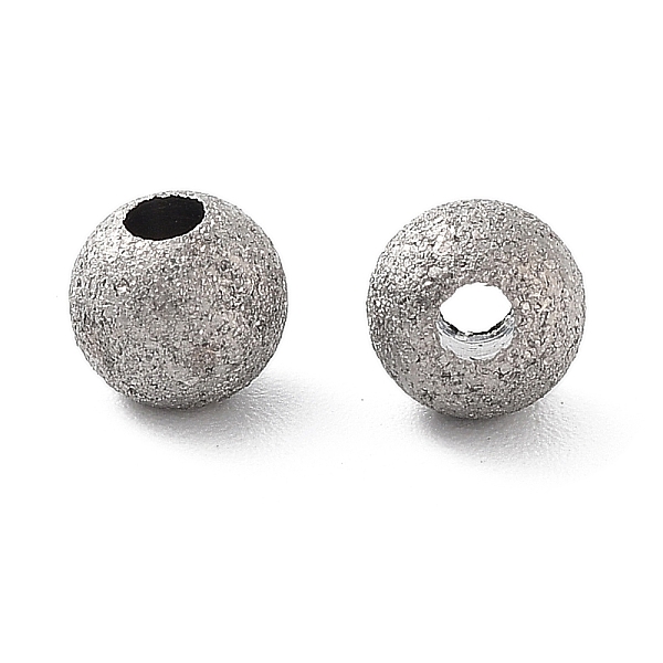 

PandaHall Titanium Beads, Round, Textured, Stainless Steel Color, 5x4.8mm, Hole:1.6mm Titanium