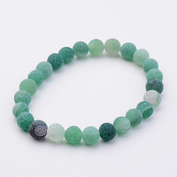 

PandaHall Natural Weathered Agate Stretch Beads Bracelets, Green, 2 inch(50mm) Natural Agate Green