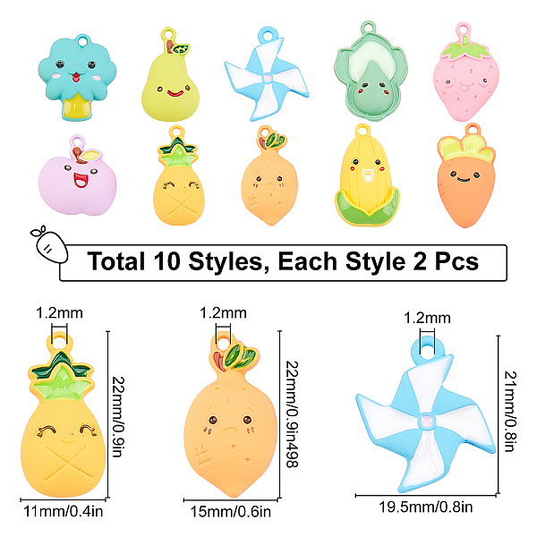

PandaHall SUNNYCLUE 20Pcs 10 Style Spray Painted Alloy Enamel Pendant, Vegetable & Fruit, Mixed Color, 2pcs/style Alloy+Enamel Mixed Shapes..., Multicolor