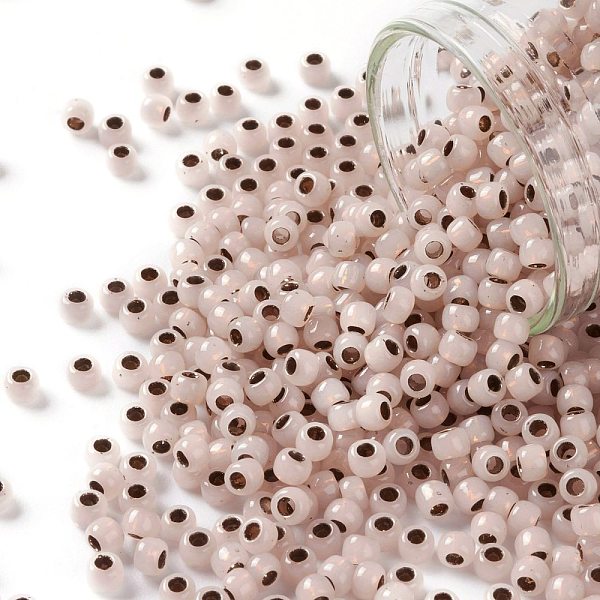 

PandaHall TOHO Round Seed Beads, Japanese Seed Beads, (741) Copper Lined Alabaster, 8/0, 3mm, Hole: 1mm, about 222pcs/bottle, 10g/bottle..., Purple