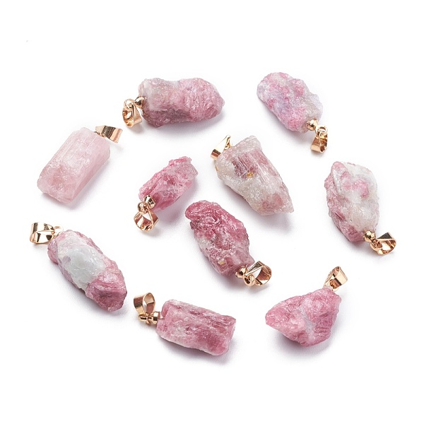 

PandaHall Natural Red Tourmaline Pendants, Rough Raw Stone, with Brass Bails, Grade AAA, Long-Lasting Plated, Nuggets, Golden...