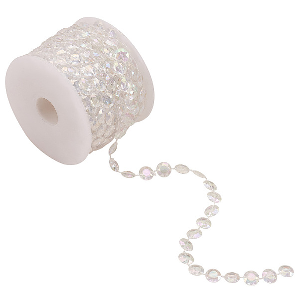 

PandaHall Handmade Plastic Beaded Chains, Faceted, Flying Saucer, Clear AB, 10x3mm Plastic White