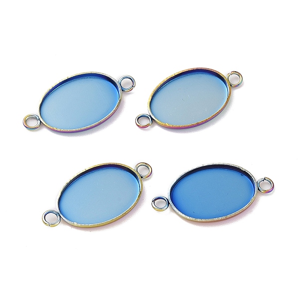 

PandaHall Ion Plating(IP) 304 Stainless Steel Cabochon Connector Settings, Plain Edge Bezel Cups, Oval, Rainbow Color, Tray: 18.5x13.5mm...