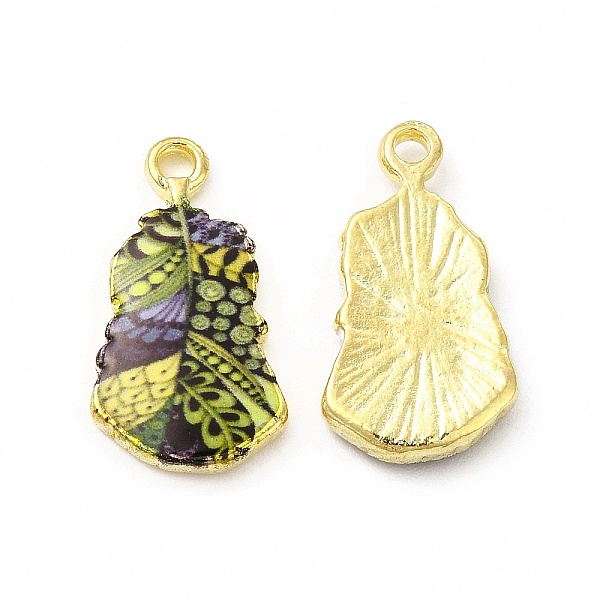 

PandaHall Rack Plating Alloy Pendants, Printed, Lead Free & Cadmium Free & Nickel Free, Leaf Charm, Light Gold, Yellow Green, 19x10.5x2.5mm...