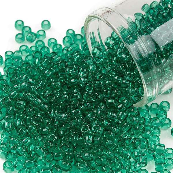 

PandaHall TOHO Round Seed Beads, Japanese Seed Beads, (72) Transparent Beach Glass Green, 8/0, 3mm, Hole: 1mm, about 1111pcs/50g Glass Green