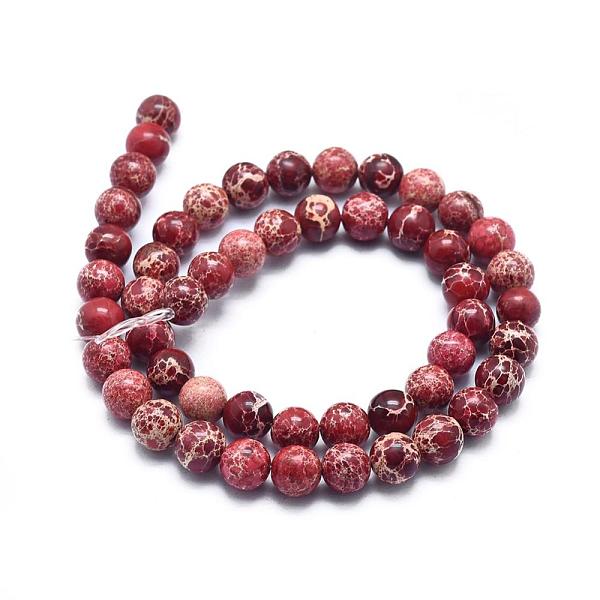

PandaHall Natural Imperial Jasper Beads Strands, Dyed, Round, Pale Violet Red, 8mm, Hole: 1mm, about 49pcs/strand, 15.7 inch Imperial Jasper..., Pink