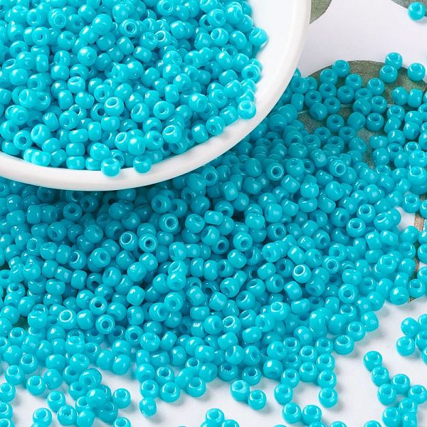 

PandaHall MIYUKI Round Rocailles Beads, Japanese Seed Beads, 8/0, (RR4480) Duracoat Dyed Opaque Underwater Blue, 3mm, Hole: 1mm, about...